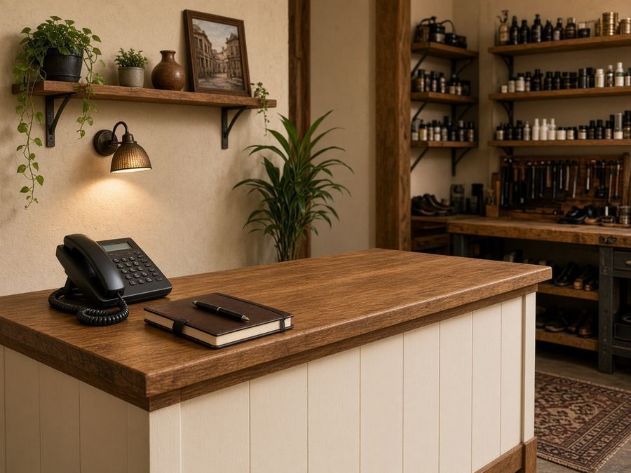 Contact desk at Dermathana Shoe Repair in Plovdiv