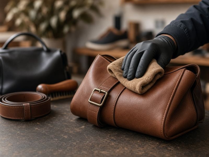 Leather conditioning at Dermathana Shoe Repair