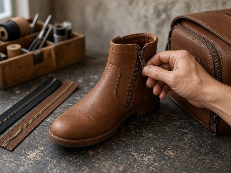Zipper fixes at Dermathana Shoe Repair